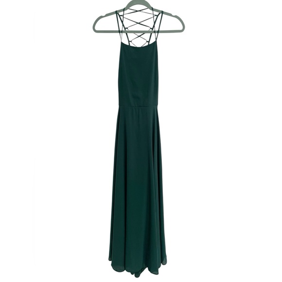 Lulus Strappy To Be Here Forest Green Lace-Up Maxi Dress Size L - Picture 5 of 16